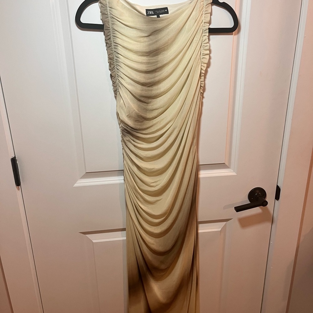 Zara Women's Cream Draped Dress